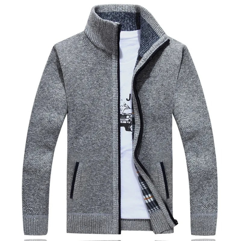 Drune | Strickjacke mit Karofutter Wollmischung Warm und Stilvoll