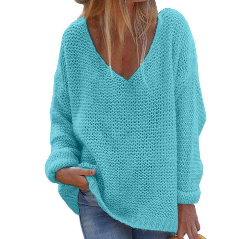 Drune | Strickpullover - Oversized Lockere Passform - Weicher V-Ausschnitt - Langärmlig Warm Komfort