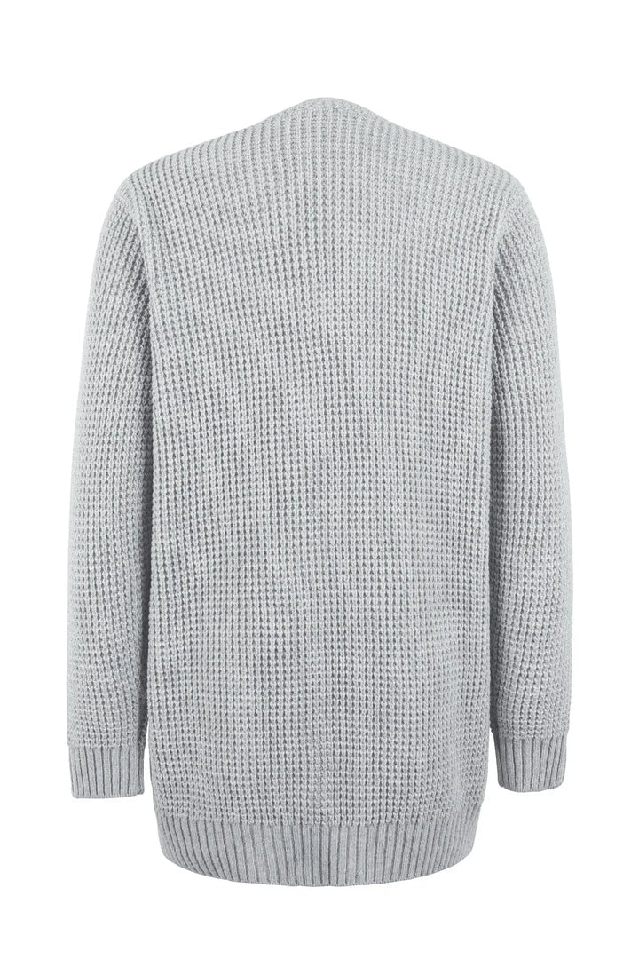 Drune | Strickjacke Strick Waffelmuster Offene Vorderseite Mit Taschen Langarm Komfort