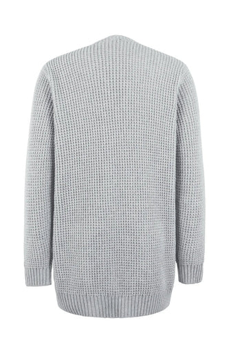 Drune | Strickjacke Strick Waffelmuster Offene Vorderseite Mit Taschen Langarm Komfort