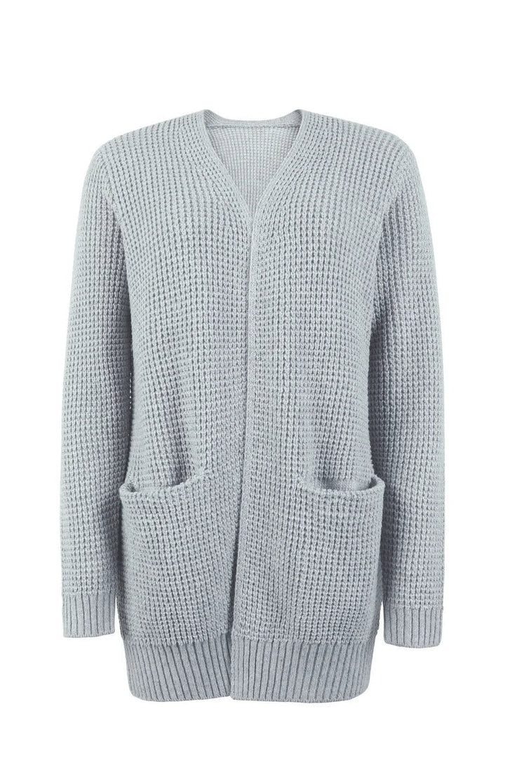 Drune | Cardigan - Lange Offene Front - gestrickte Textur - weiche gerippte Kanten - mit Taschen