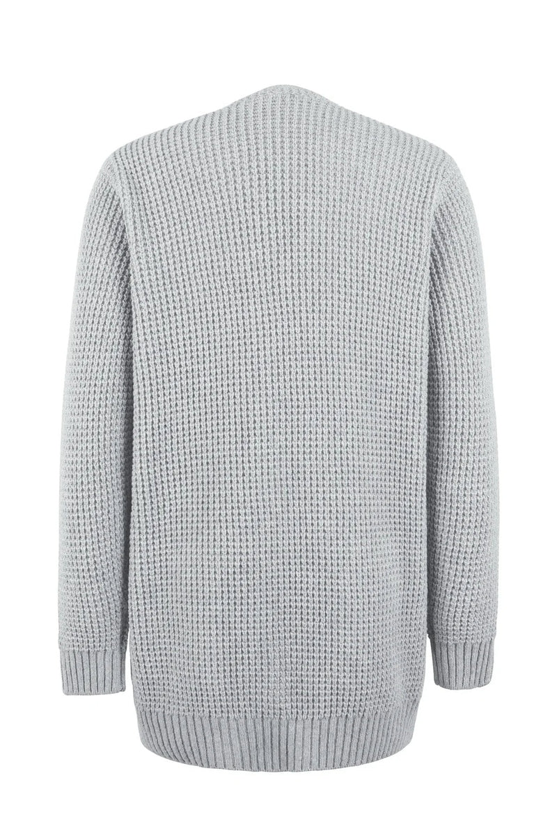Drune | Strickjacke Strick Waffelmuster Offene Vorderseite Mit Taschen Langarm Komfort