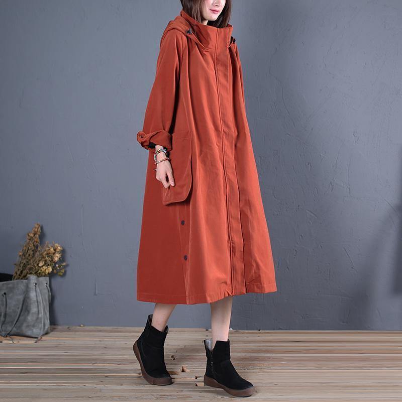 Drune | lässiger Wintermantel roter Kapuzenmäntel Damen