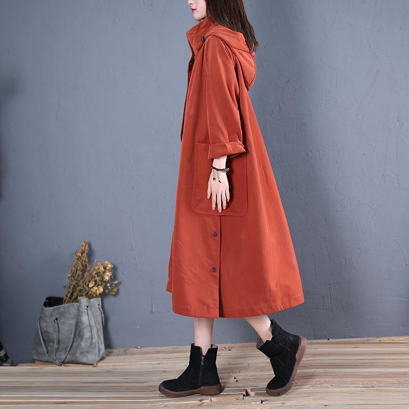 Drune | lässiger Wintermantel roter Kapuzenmäntel Damen