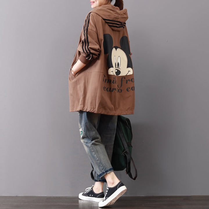 Drune | dunkelkhaki Midi-Längen Baumwollmäntel oversized Baumwolle feiner Reißverschluss Kapuzen Naturbaumwollmantel