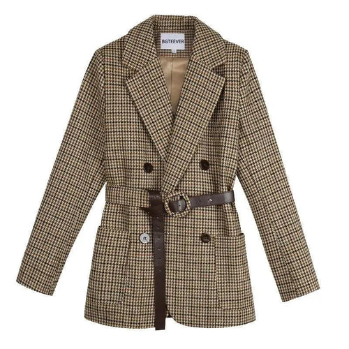 Drune | Vintage Hahnentritt Karos Blazer Damen - Vintage - Karos