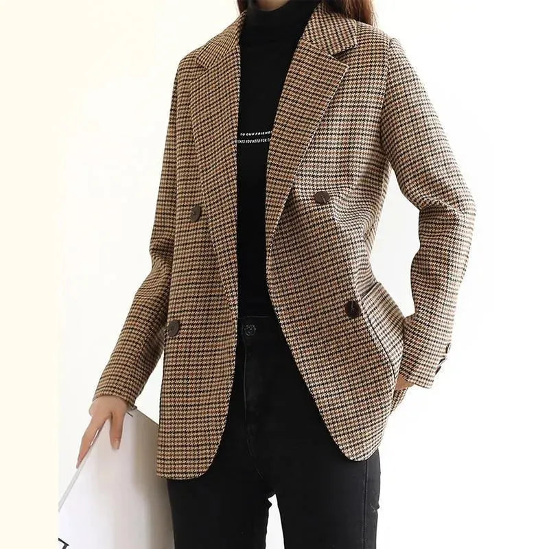 Drune | Vintage Hahnentritt Karos Blazer Damen - Vintage - Karos