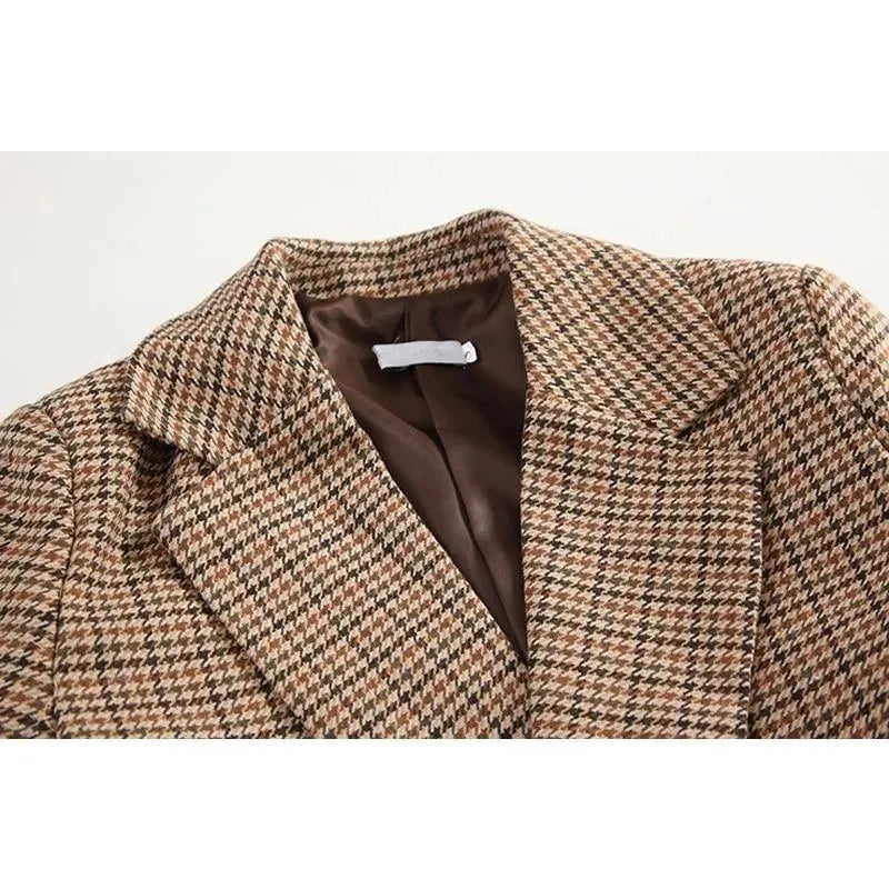Drune | Vintage Hahnentritt Karos Blazer Damen - Vintage - Karos