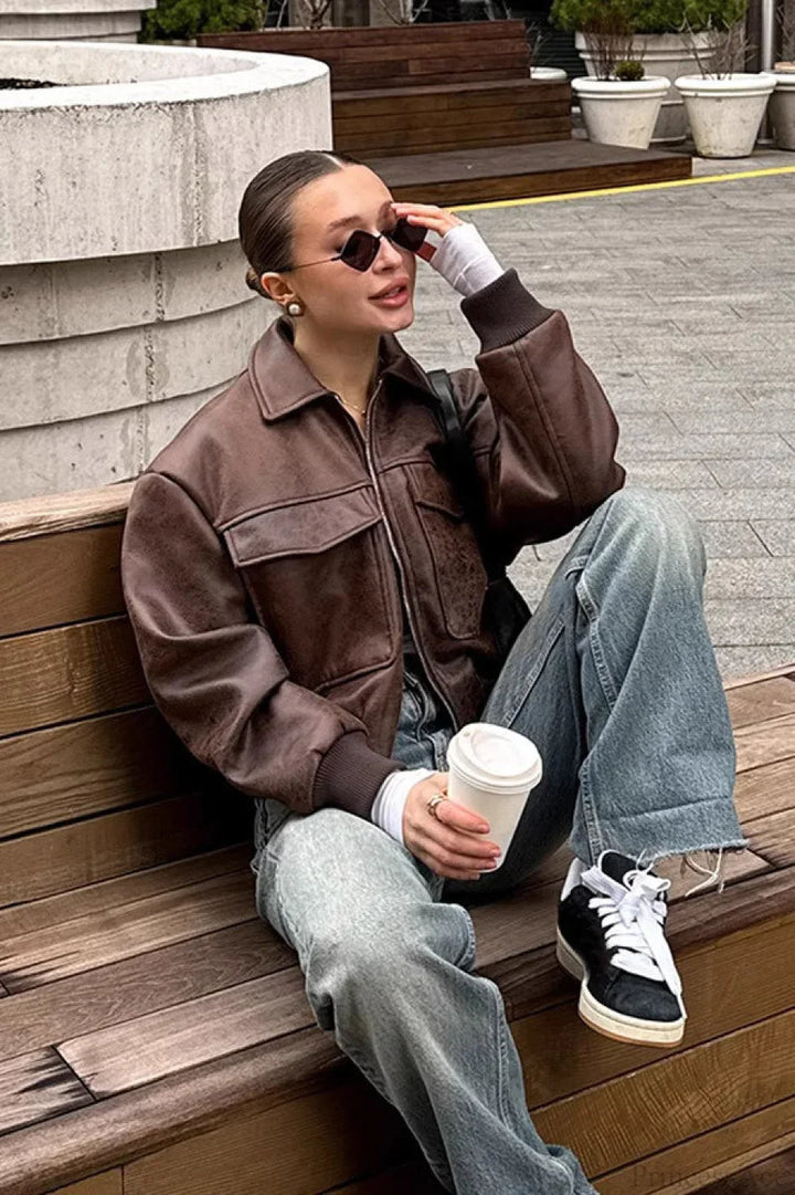 Drune | Maillard Bomber Reverslederjacke