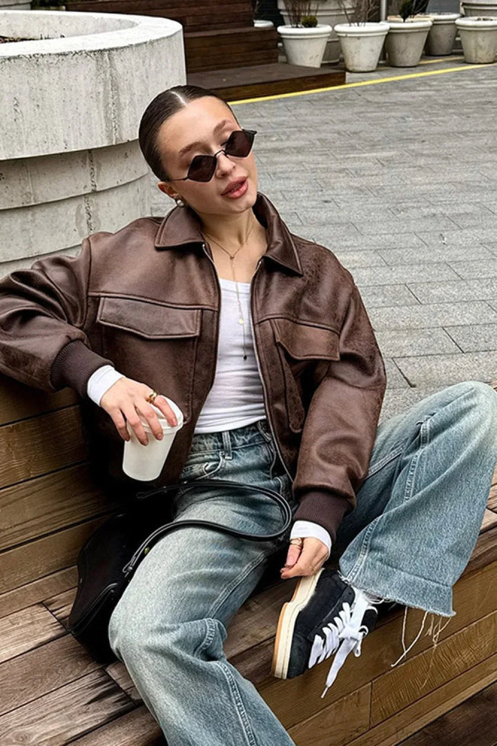 Drune | Maillard Bomber Reverslederjacke