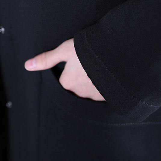 Drune | Plus-Size-Bekleidung schwarze seitlich offene Damenmäntel