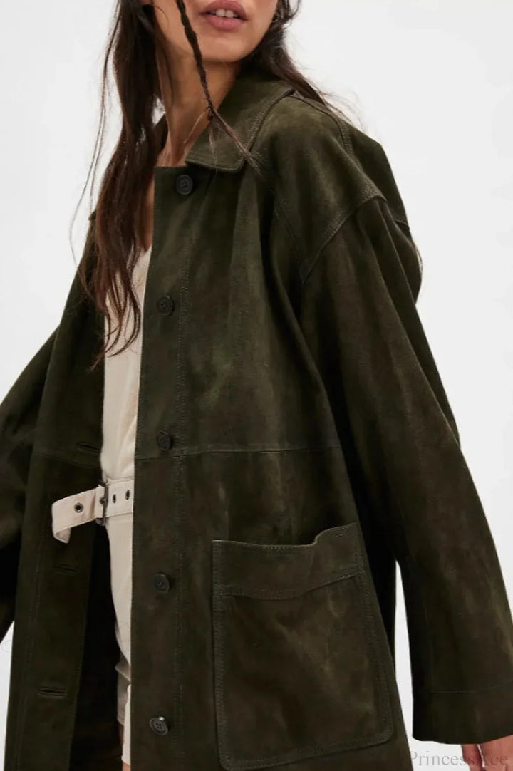 Drune | Schlichte Wildleder Einreiher-Jacke