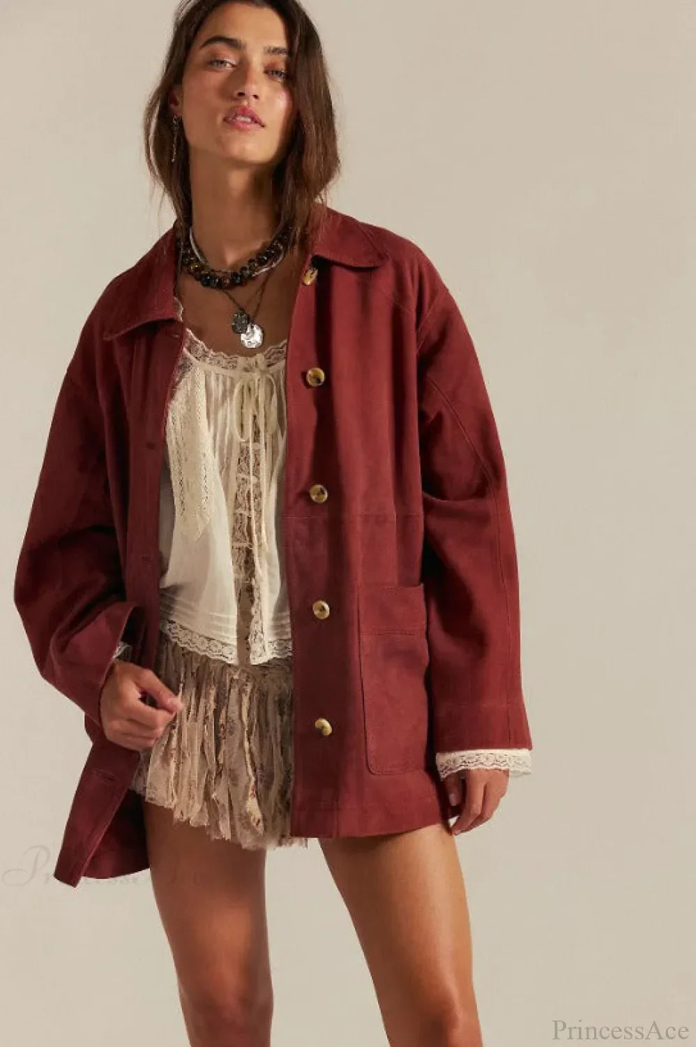 Drune | Schlichte Wildleder Einreiher-Jacke