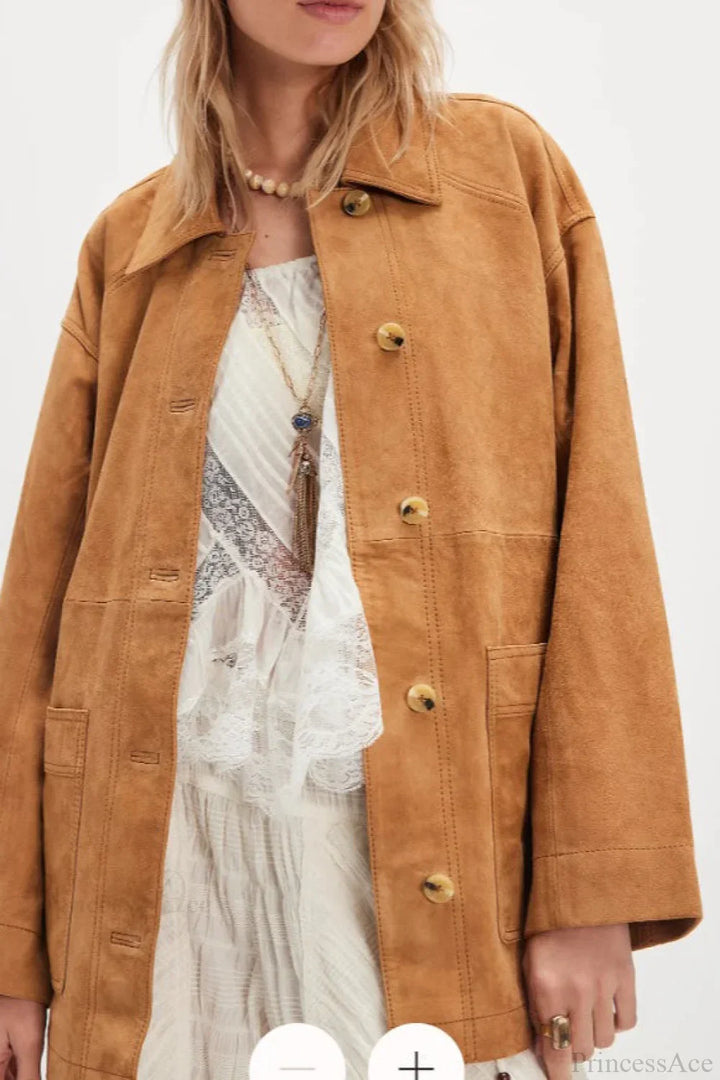 Drune | Schlichte Wildleder Einreiher-Jacke