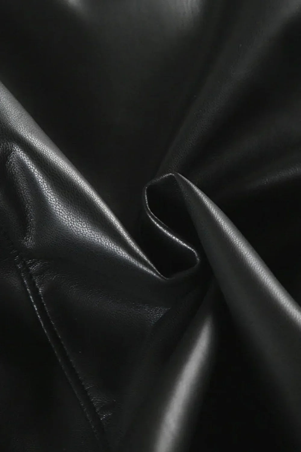 Drune | Y2K Pelzkragen Leder Taille - Raffung Jacke