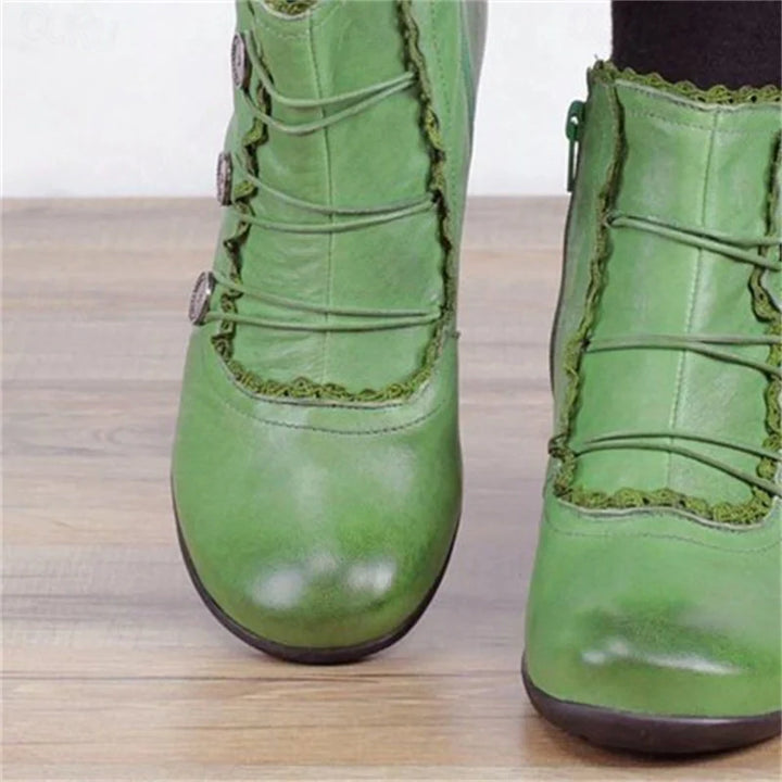 Drune | Damen Viktorianische Schnür-Stiefeletten mit Spitzenbesatz