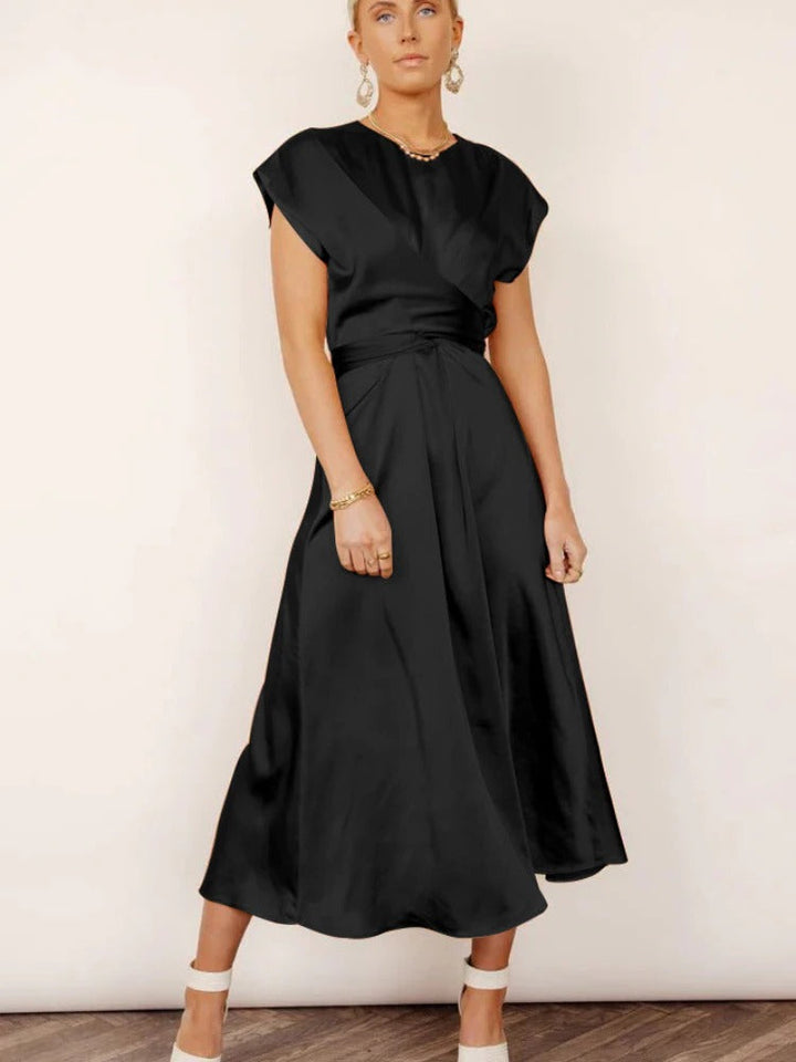 Drune | Elegantes Satin-Wickel-Midi-Kleid für Damen