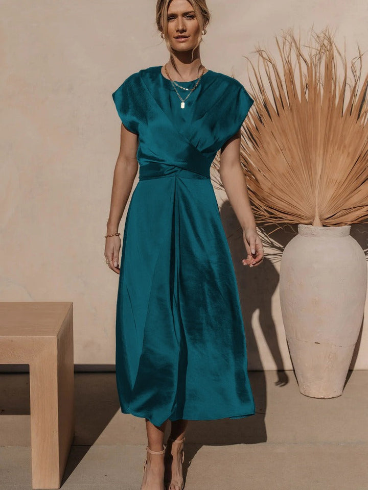 Drune | Elegantes Satin-Wickel-Midi-Kleid für Damen