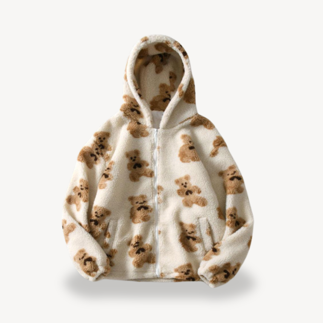 Drune | Teddy Bear Muster Kapuzenjacke für Frauen