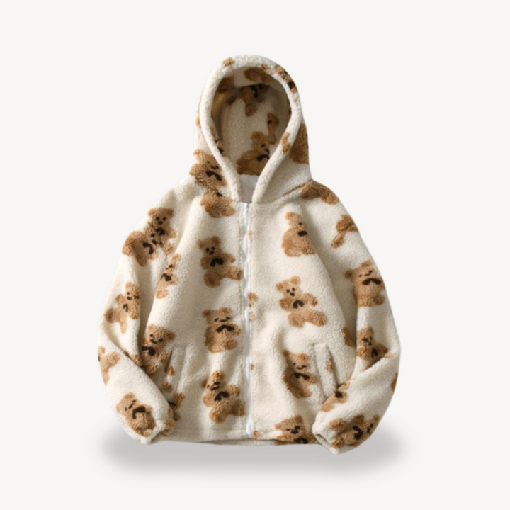 Drune | Teddy Bear Muster Kapuzenjacke für Frauen