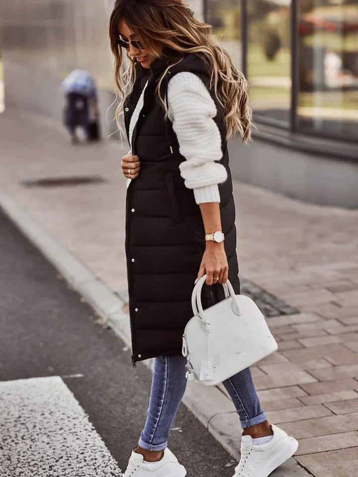 Drune | Gefütterte Puffer-Weste mit Kapuze für Damen