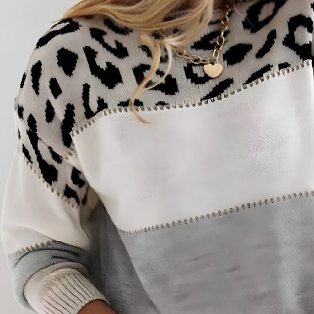 Drune | Warmer Pantherdruck Damenpullover