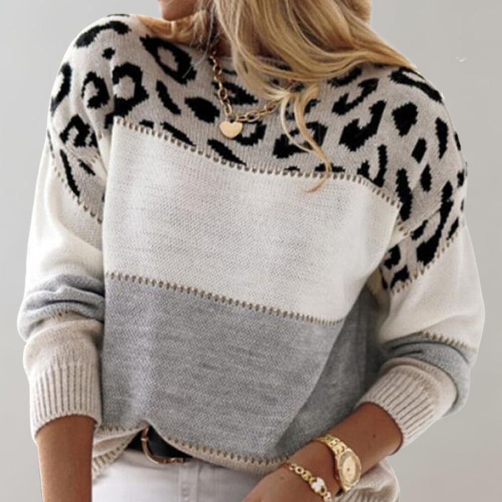 Drune | Warmer Pantherdruck Damenpullover