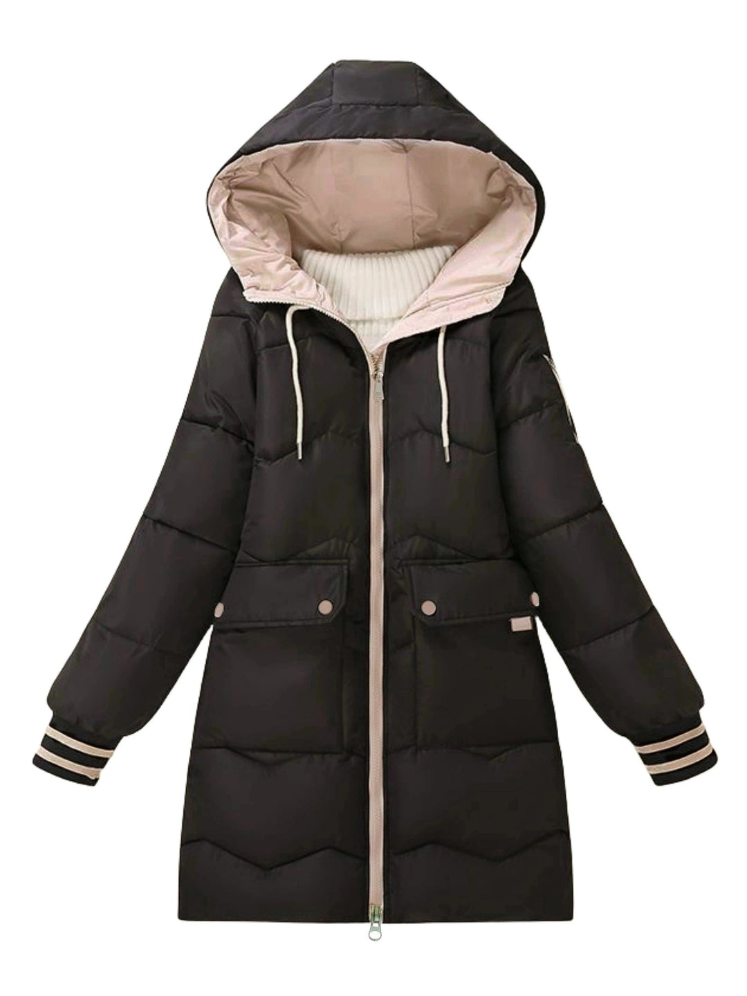 Drune | Warme Steppjacke mit Kapuze und Reißverschluss