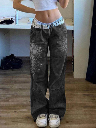 Drune | Gewaschene Herzmuster Cargojeans