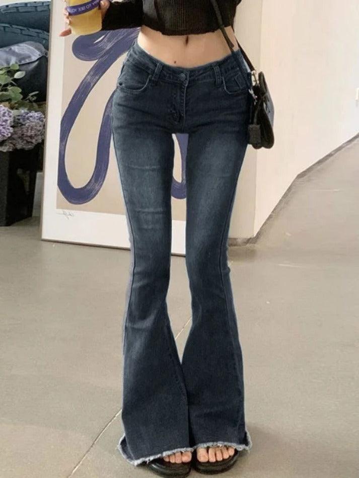 Drune | Gewaschene Stretch Low Waist Flare Jeans