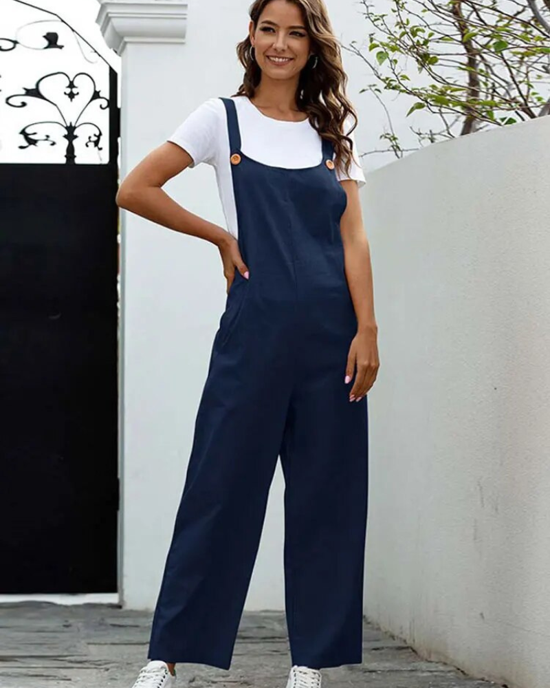 Drune | Weiß Latzhose Damen Lässig