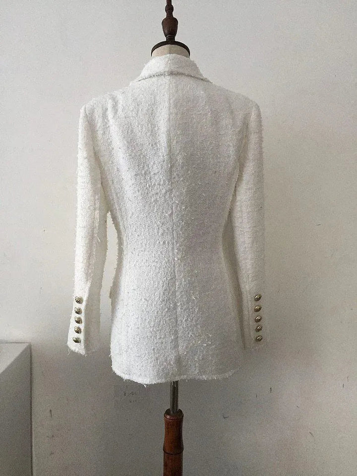 Drune | Weißer Tweed Blazer Damen - Casual - Unifarben