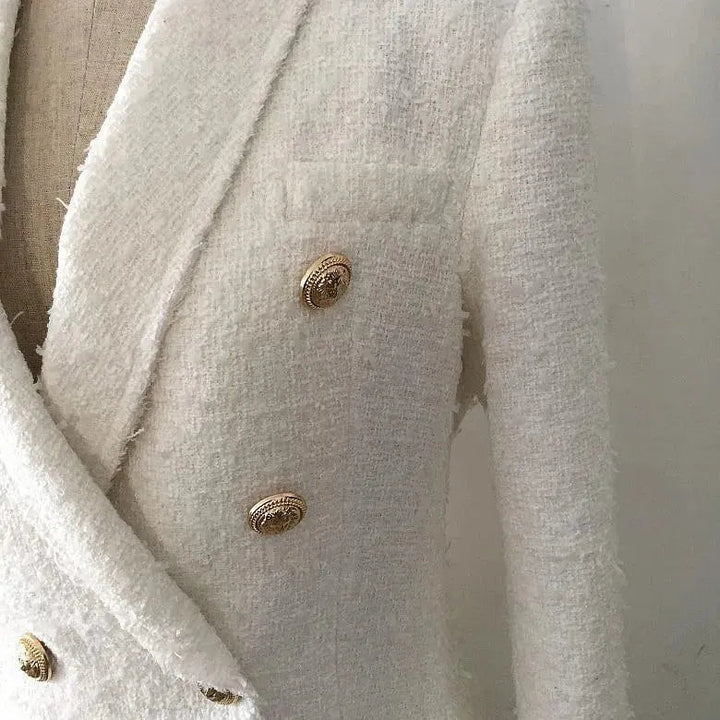 Drune | Weißer Tweed Blazer Damen - Casual - Unifarben