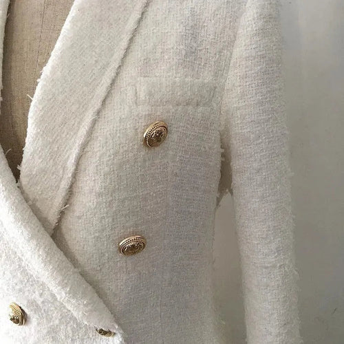 Drune | Weißer Tweed Blazer Damen - Casual - Unifarben
