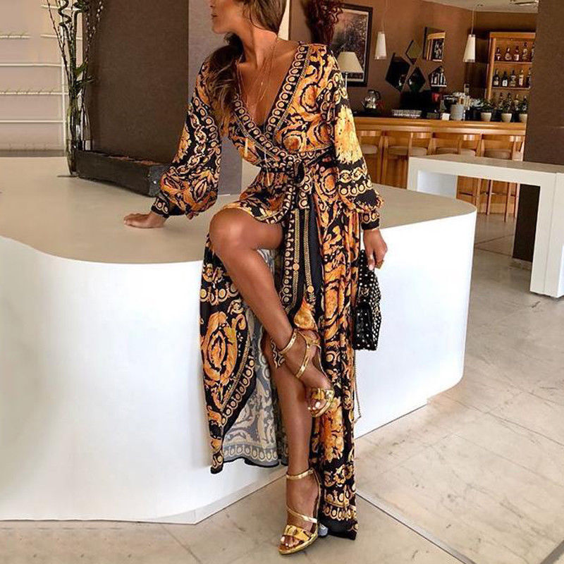 Drune | Boho Damenkleid mit Schlitz