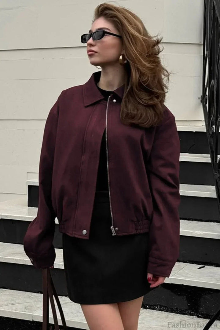 Drune | Rote Wildleder Utility Jacke