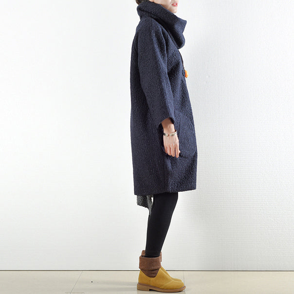 Drune | Mäntel 2025 marineblaue Wollmäntel Übergröße süße Jacke Frauen Drune | Hoodie-Mantel