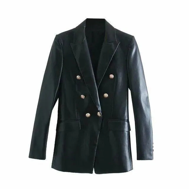 Drune | Winter Leder Blazer Damen - Causal - Unifarben