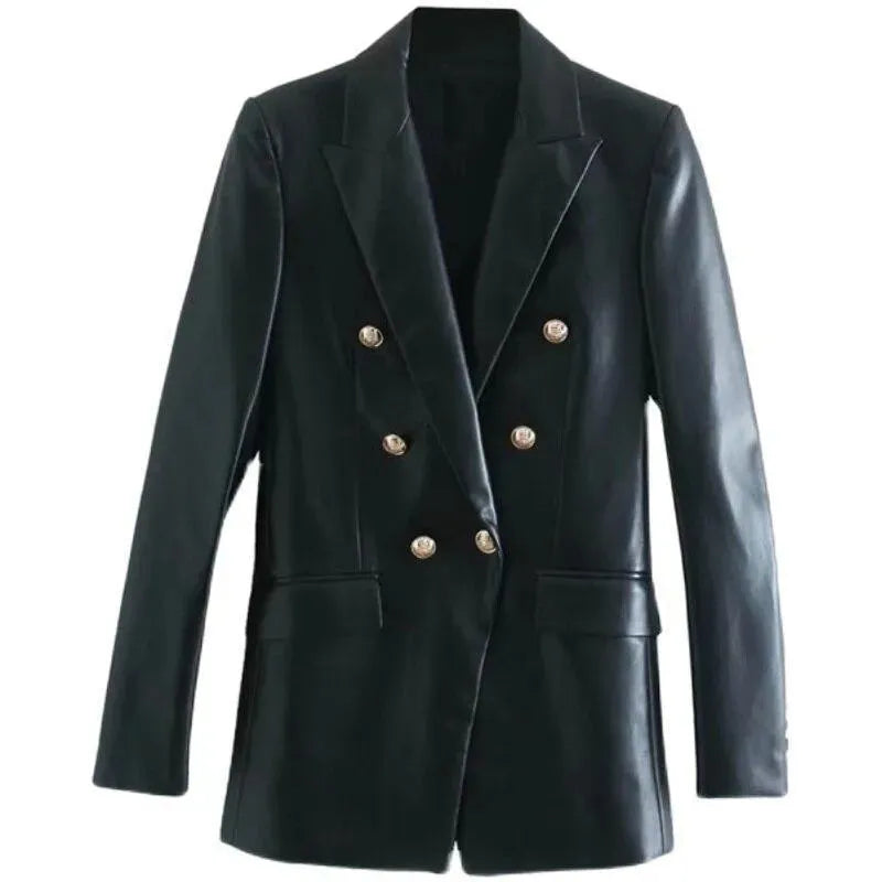Drune | Winter Leder Blazer Damen - Causal - Unifarben