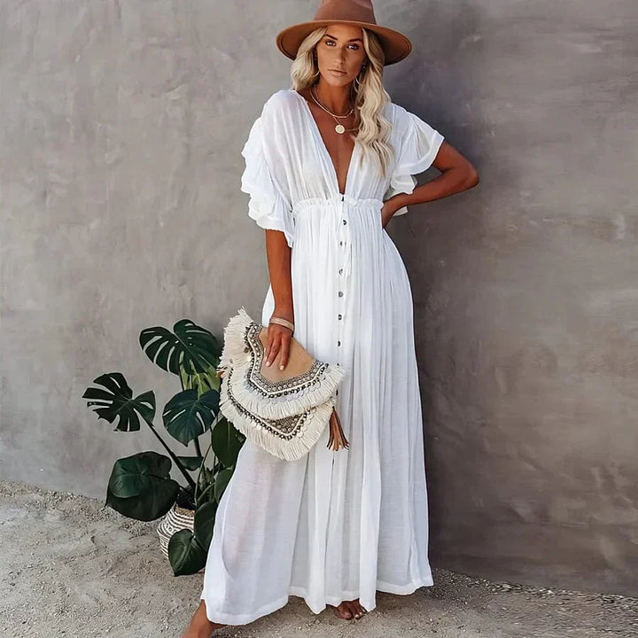 Drune | Weiße Lange Strandkleid