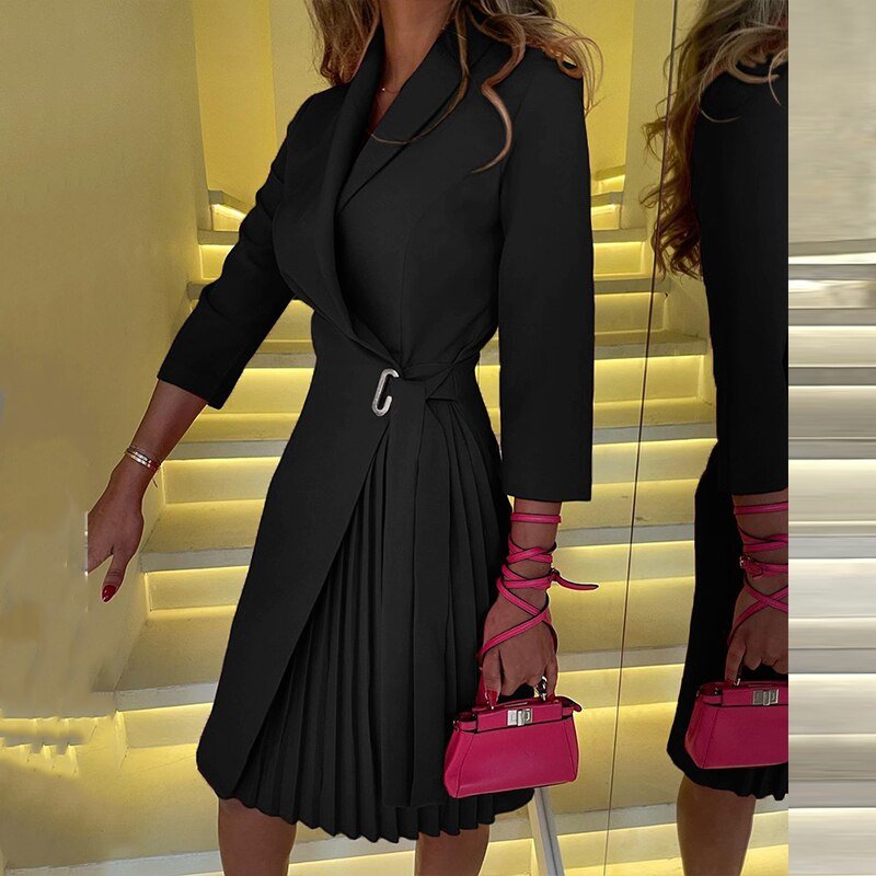 Drune | Elegantes Blazer-Kleid mit Kragen und Gürtel für Damen