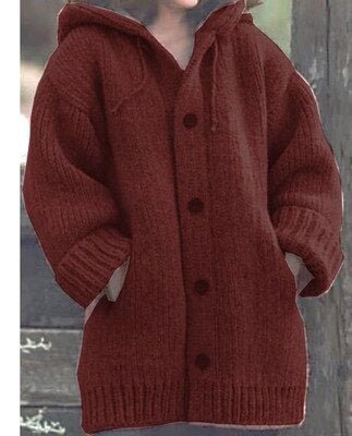 Drune | Hutkragen Schlichte, locker sitzende, langärmelige Strickjacke