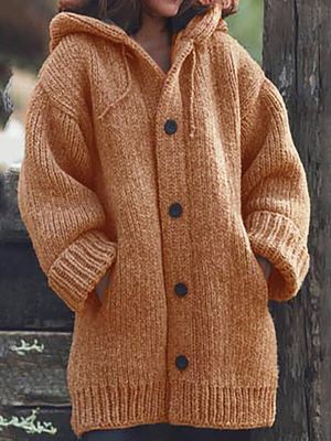Drune | Hutkragen Schlichte, locker sitzende, langärmelige Strickjacke