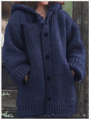 Drune | Hutkragen Schlichte, locker sitzende, langärmelige Strickjacke