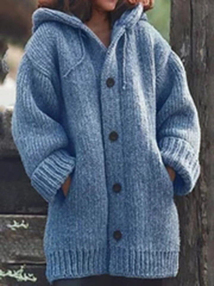 Drune | Hutkragen Schlichte, locker sitzende, langärmelige Strickjacke