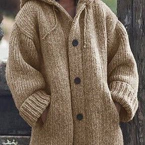 Drune | Hutkragen Schlichte, locker sitzende, langärmelige Strickjacke