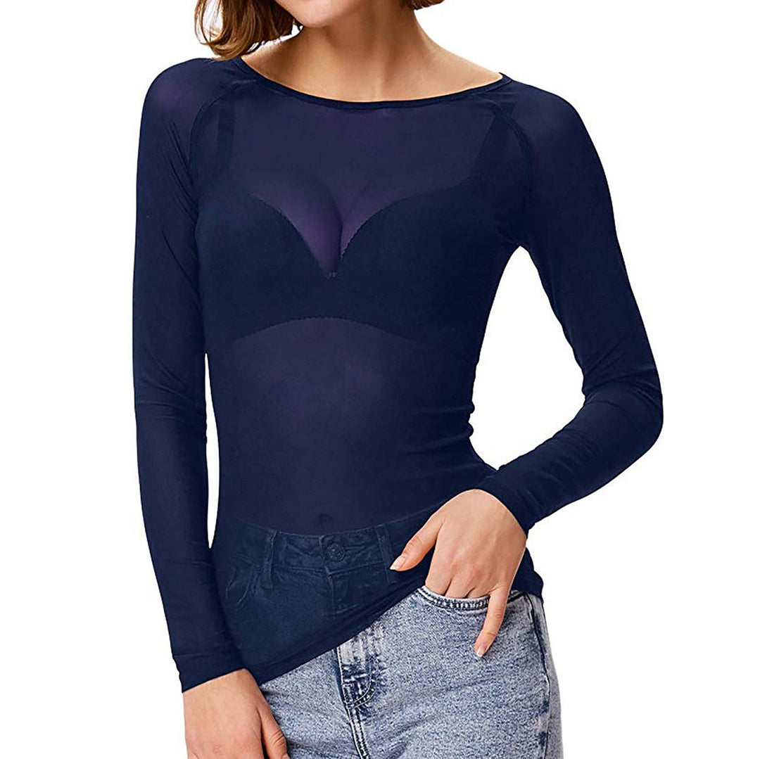 Drune | Transparentes Mesh Langarmtop für Damen