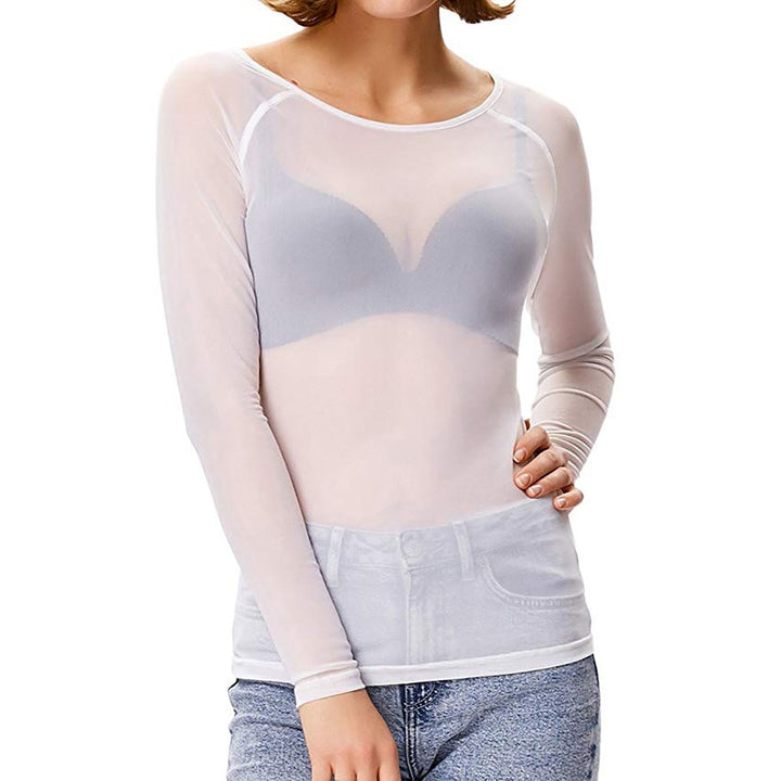 Drune | Transparentes Mesh Langarmtop für Damen