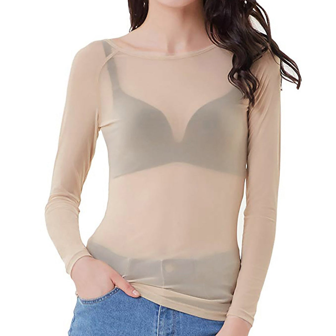 Drune | Transparentes Mesh Langarmtop für Damen