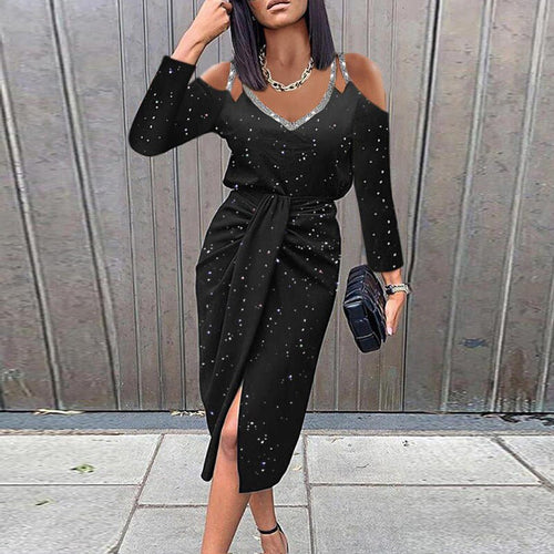 Drune Midi-Kleid | Frühlings-Blumendruck mit Aussparungen und langen Ärmeln für Damen